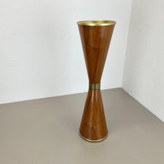 55cm Minimalistic DIABOLO Metal and walnut Plant Stand element, ITALY, 1950s