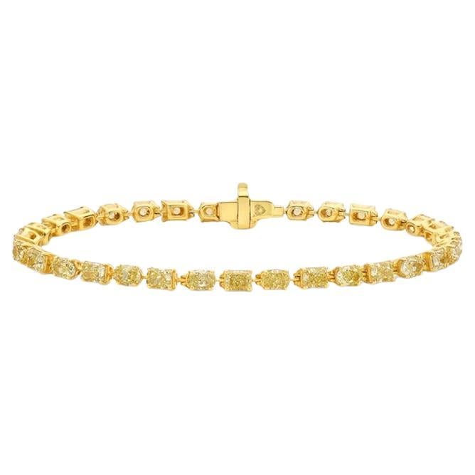 5.5ct Fancy Yellow Multi Shape Diamond Bracelet For Sale