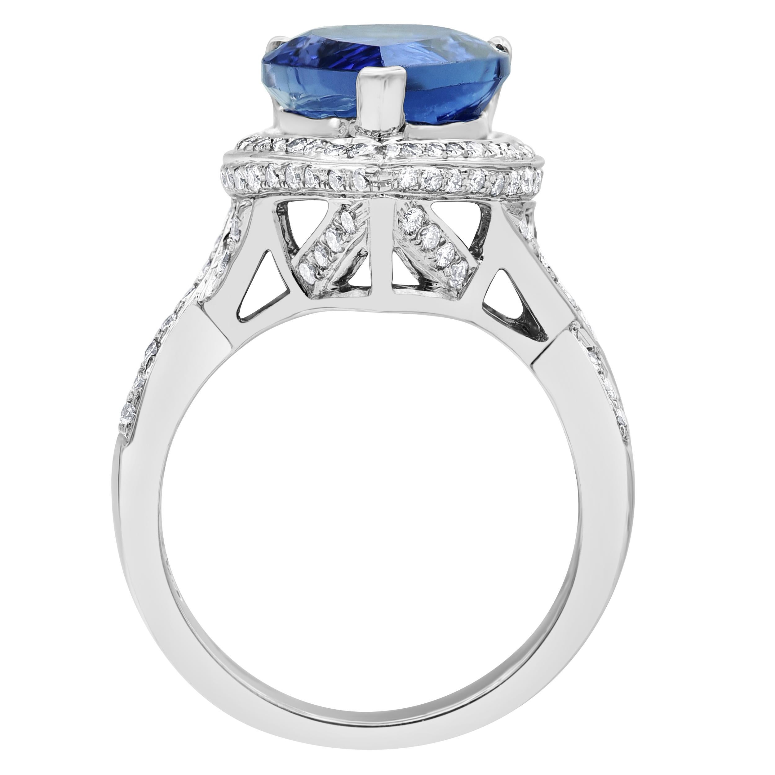 Modern 5.5Ct Natural Pear Tanzanite Ring Tanzanite Engagement Ring 14K Solid White Gold For Sale