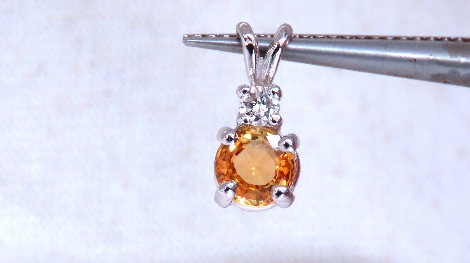 Oval Cut .55ct natural yellow Sapphire diamonds pendant 14 karat gold For Sale