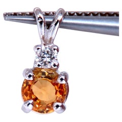 .55ct Saphir jaune naturel diamants pendentif or 14 carats