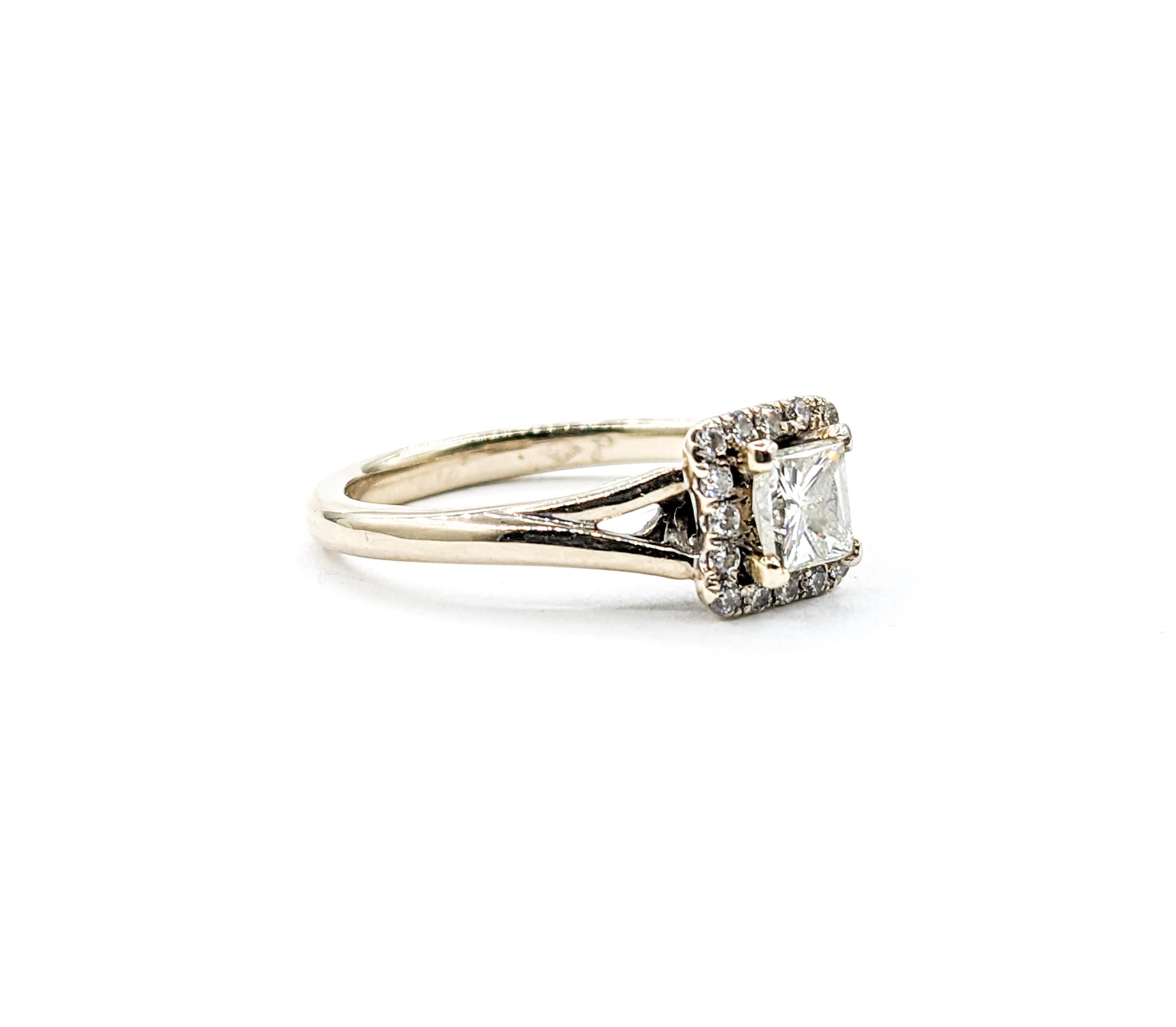 Women's .55ct princess cut Diamond & Diamond Ring In White Gold For Sale