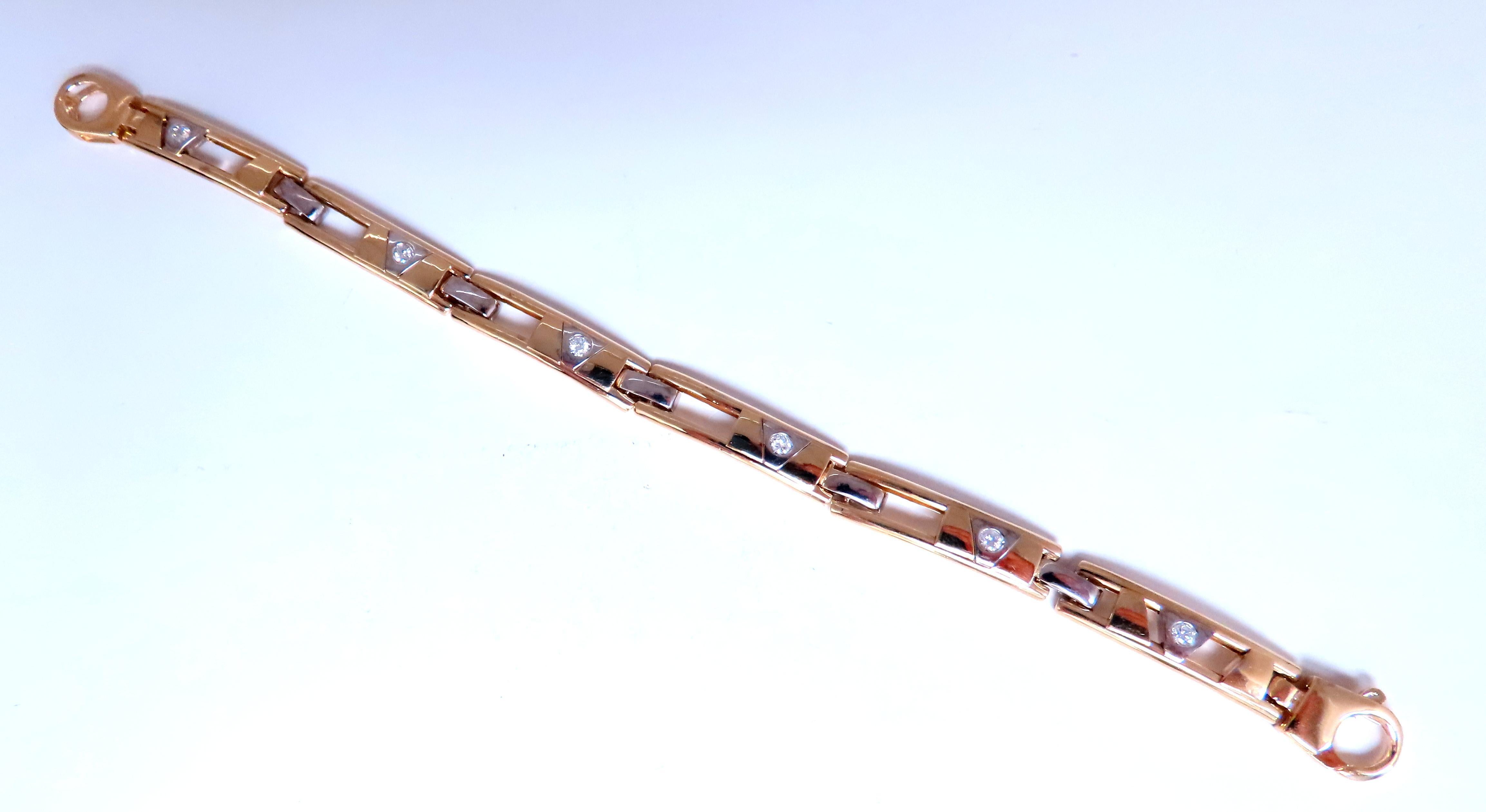 Round Cut .55ct sliding diamonds men's bracelet 14kt gold 12472 For Sale