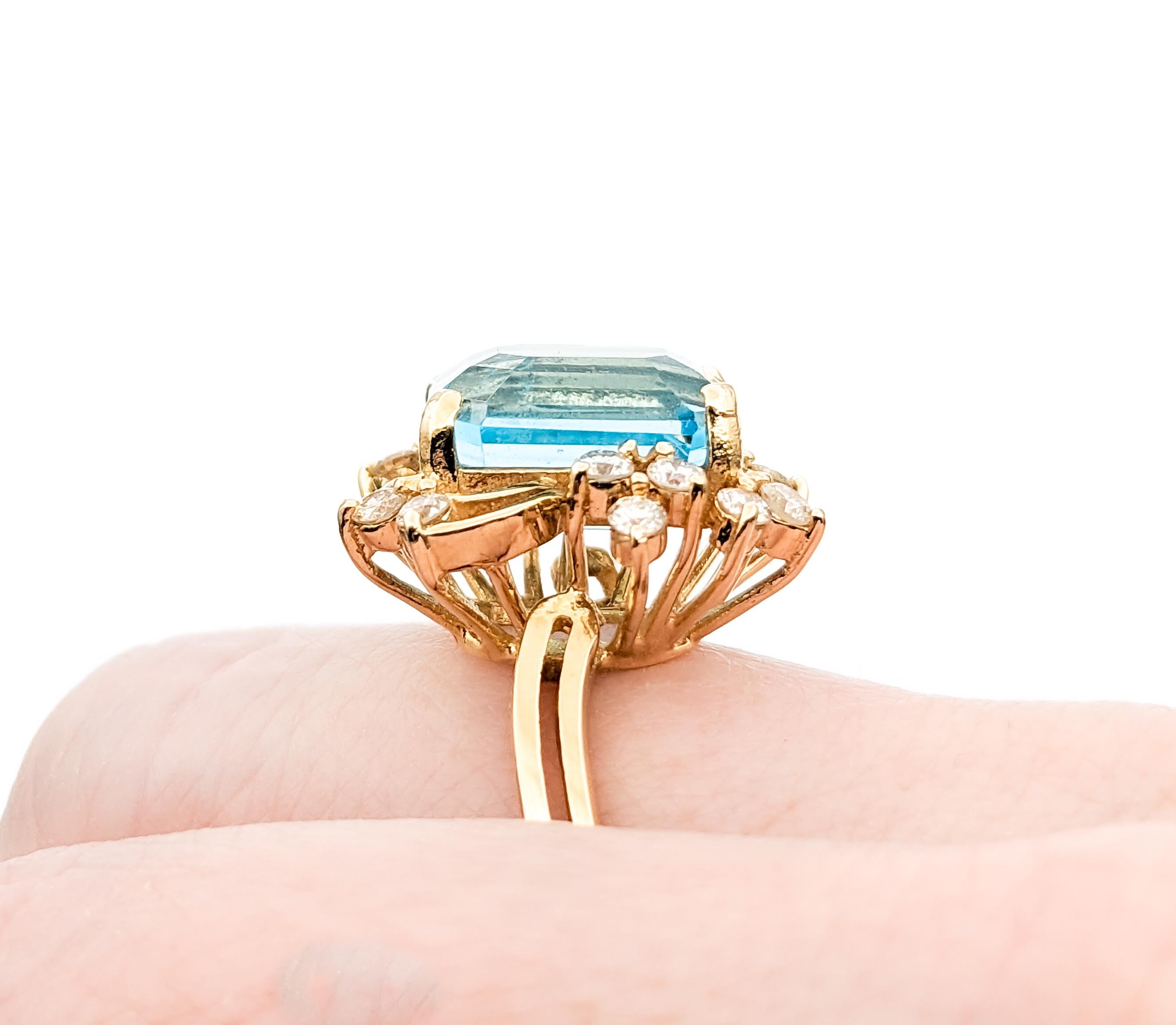 For Sale:  5.5ctBlue Topaz & Disamond Ring In Yellow Gold 4