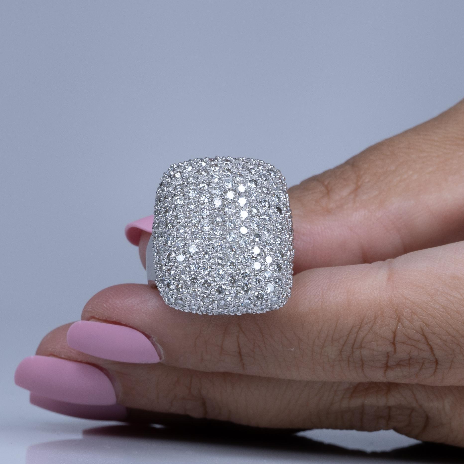 5,5cttw Diamant Pave große Aussage Ring in 14k Weißgold Damen