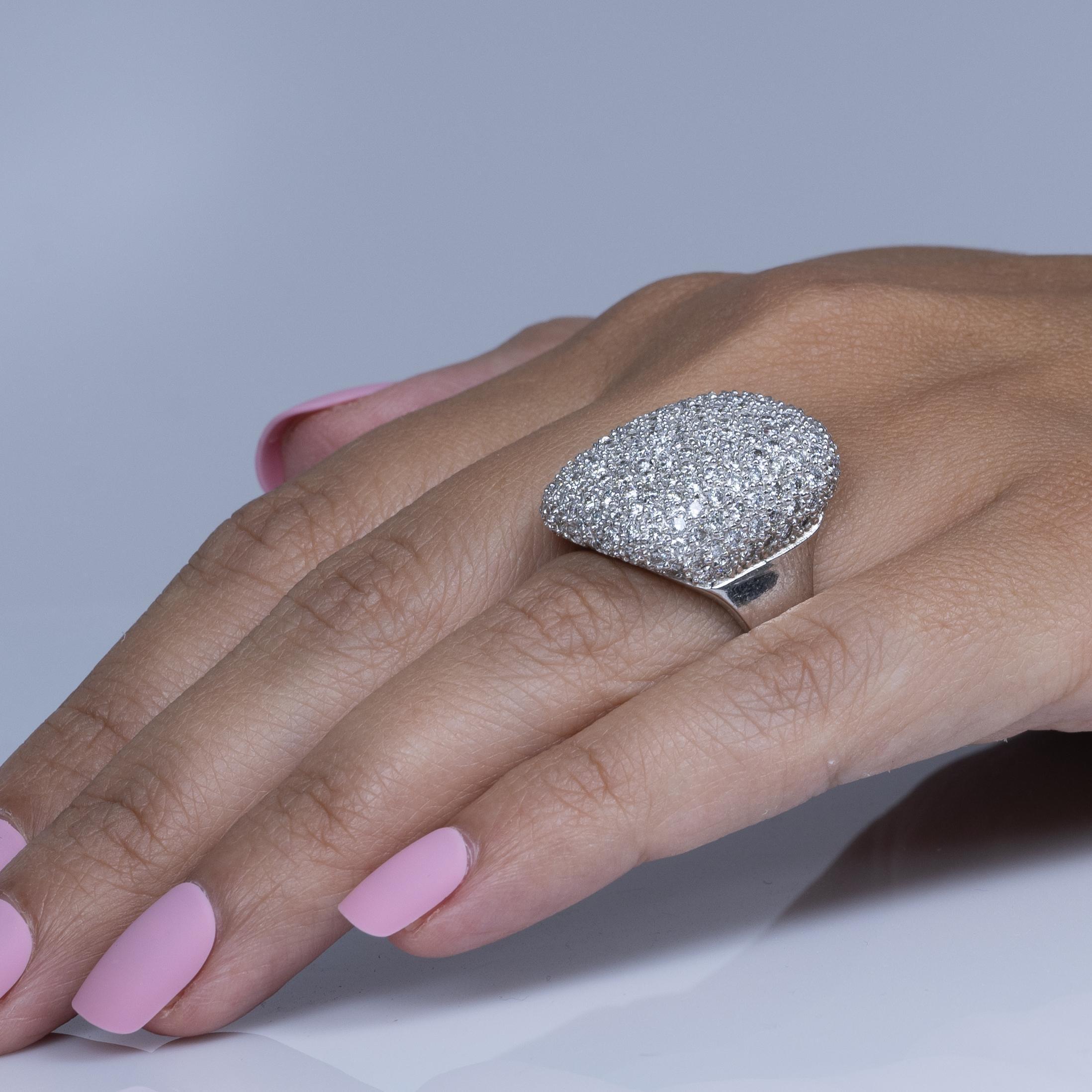 5,5cttw Diamant Pave große Aussage Ring in 14k Weißgold 1