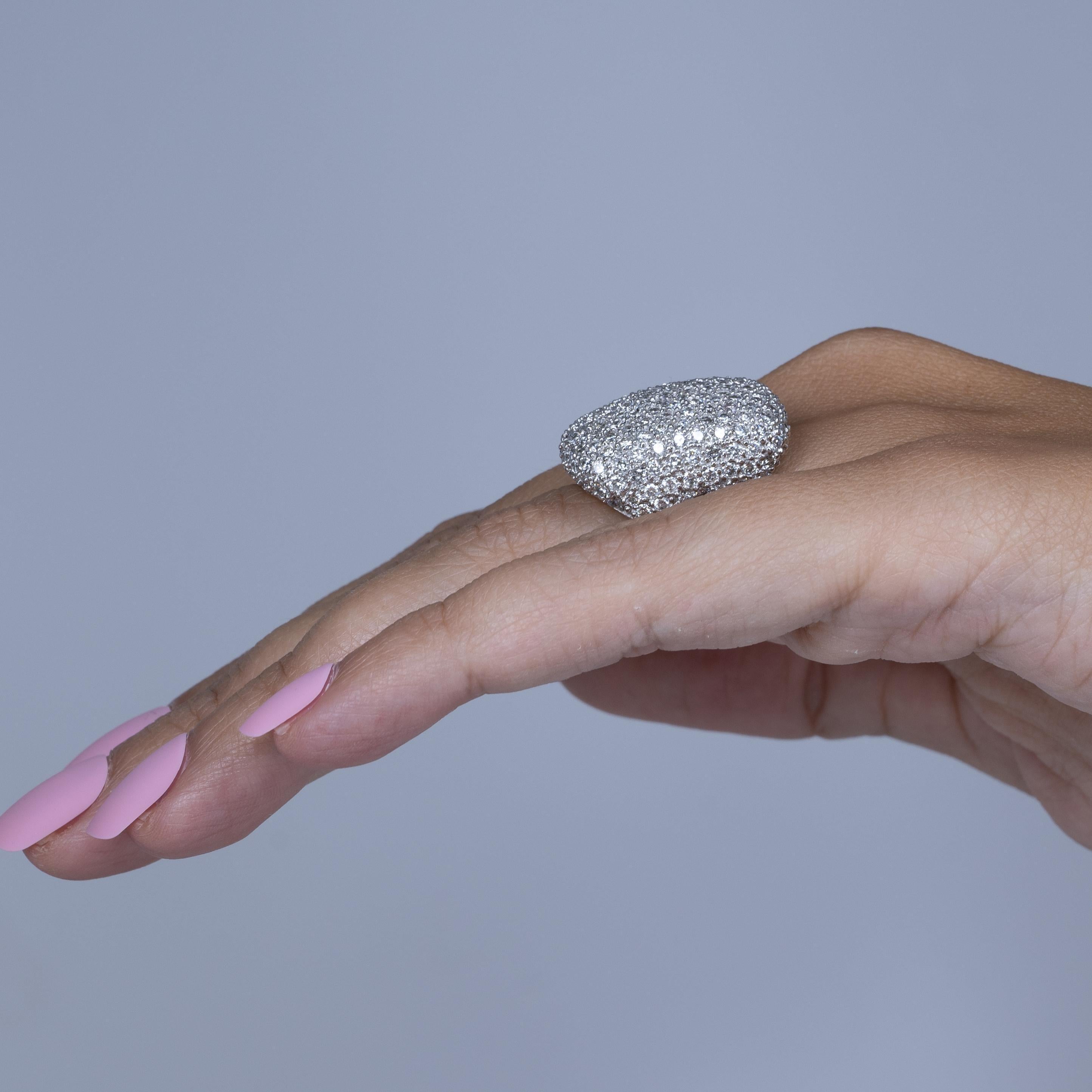 5,5cttw Diamant Pave große Aussage Ring in 14k Weißgold 2