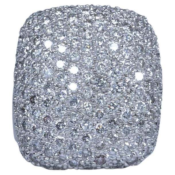 5.5cttw Diamond Pave Large Statement Ring in 14k White Gold For Sale at ...