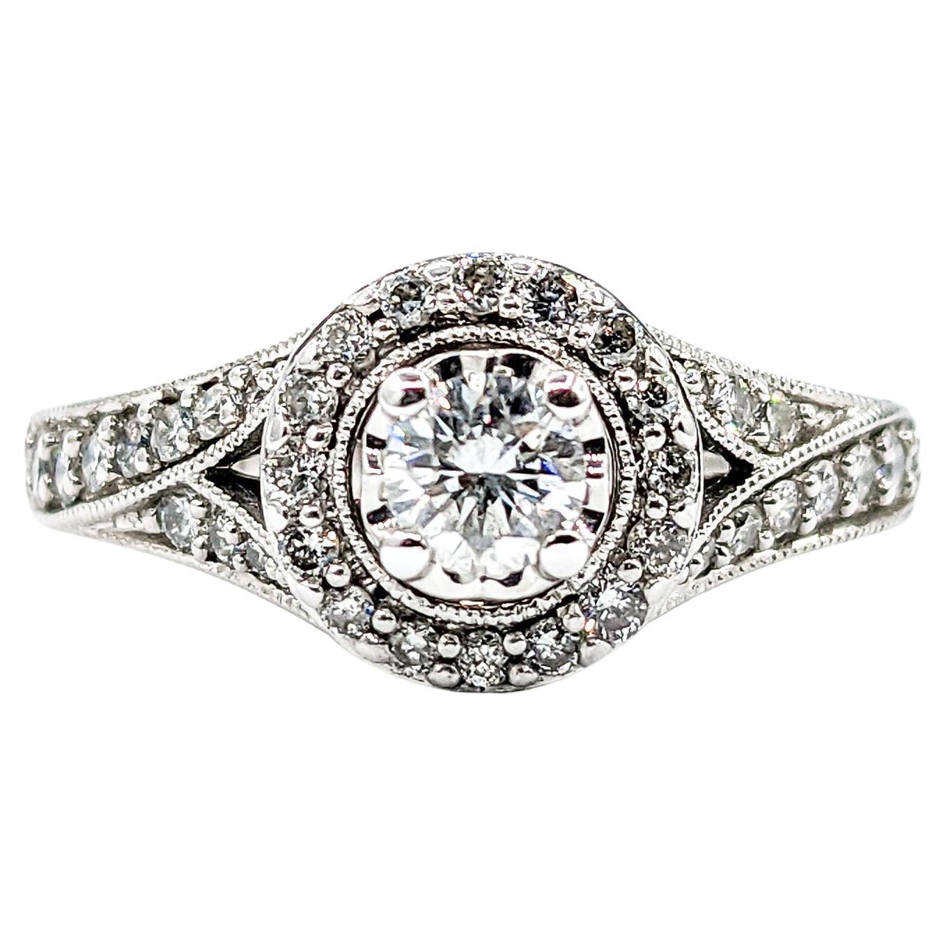 .55ctw Diamond Ring In White Gold For Sale