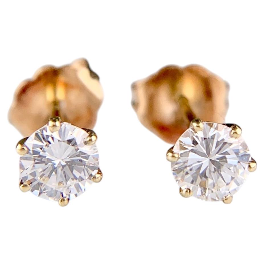 .55ctw Pendientes de Diamantes 14k Oro Amarillo en venta