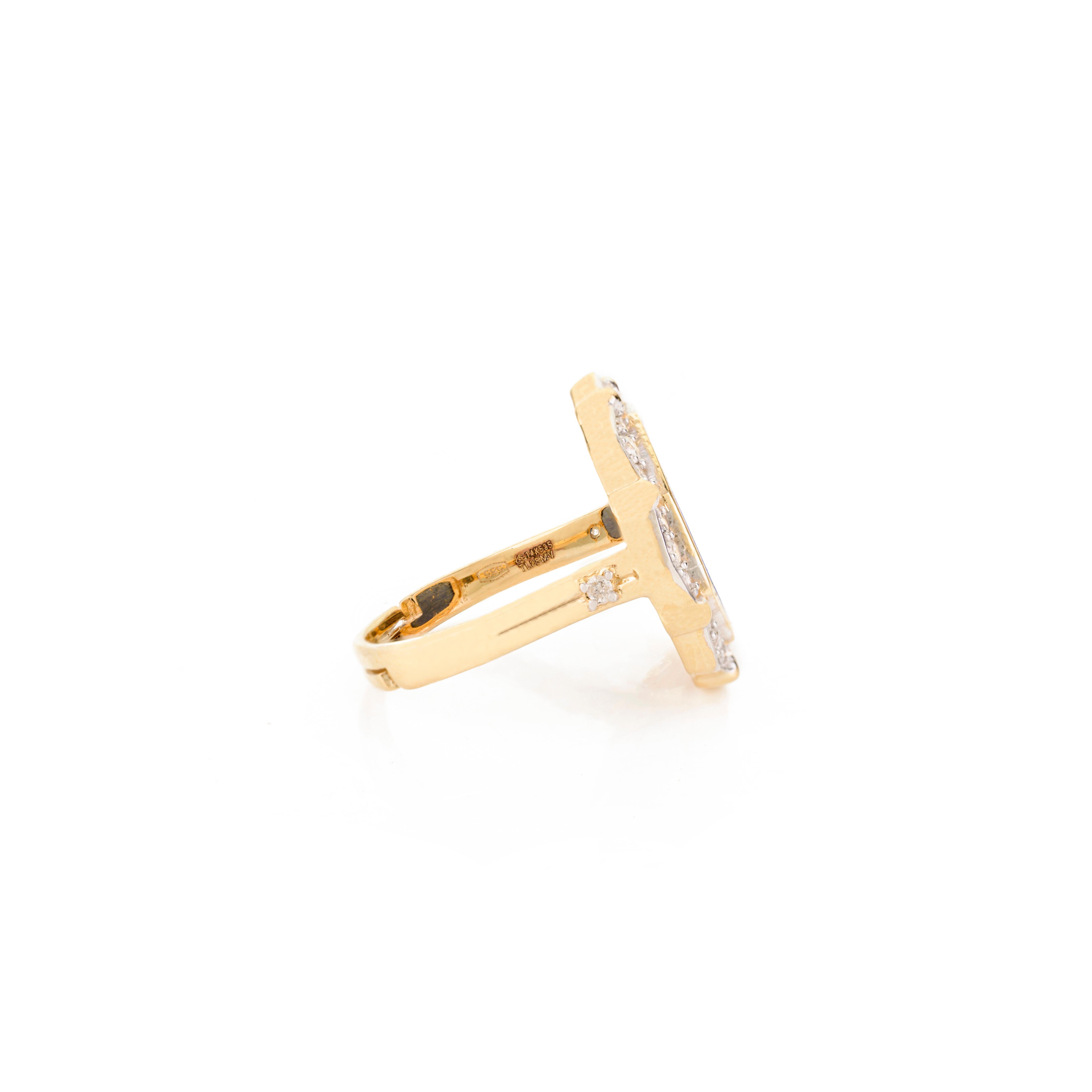 En vente :  Bague cocktail réglable en or jaune massif 14 carats avec diamants de 5,5 carats 8