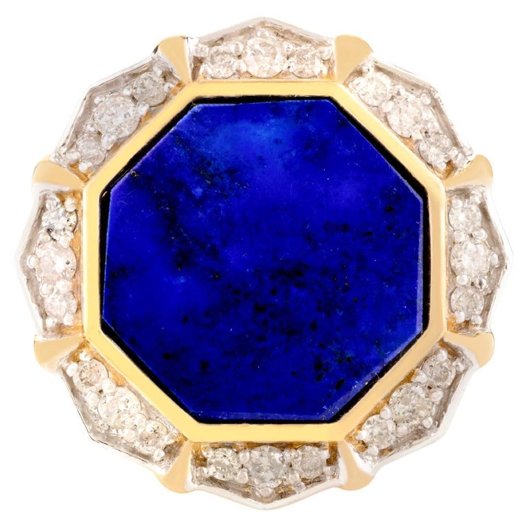 Bague cocktail réglable en or jaune massif 14 carats avec diamants