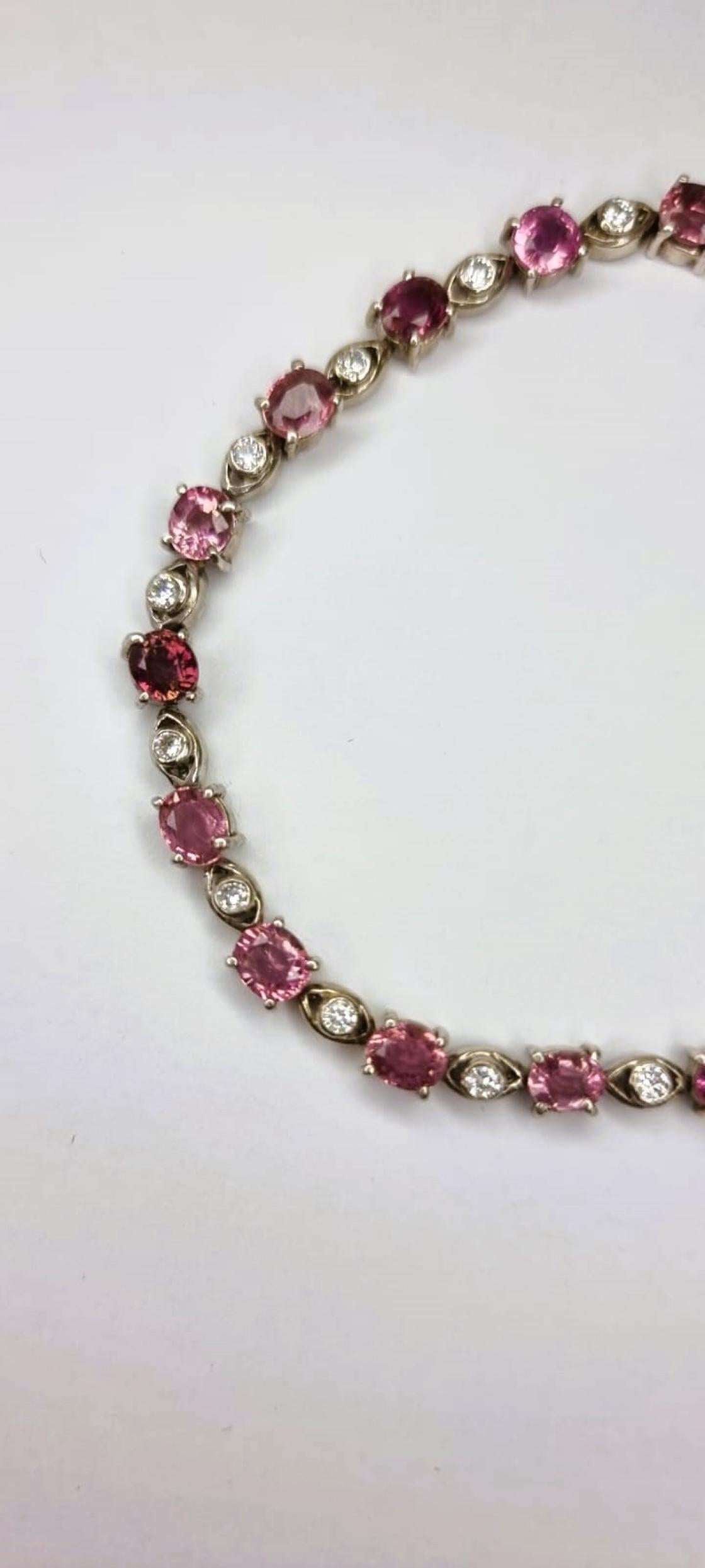 Contemporaneo Bracciale tennis con tormalina rosa da 5,5 carati in vendita