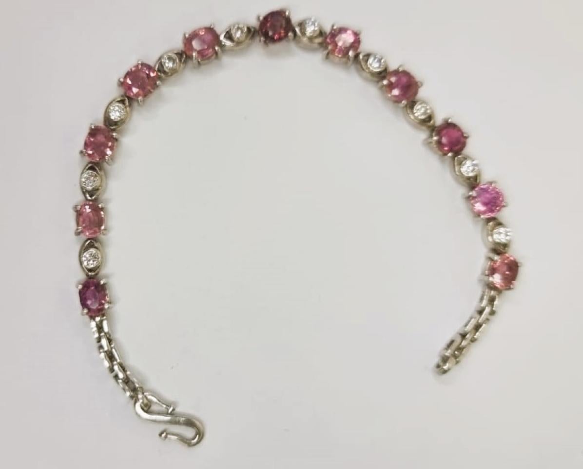 Bracciale tennis con tormalina rosa da 5,5 carati In condizioni Nuovo in vendita a Lanham, MD