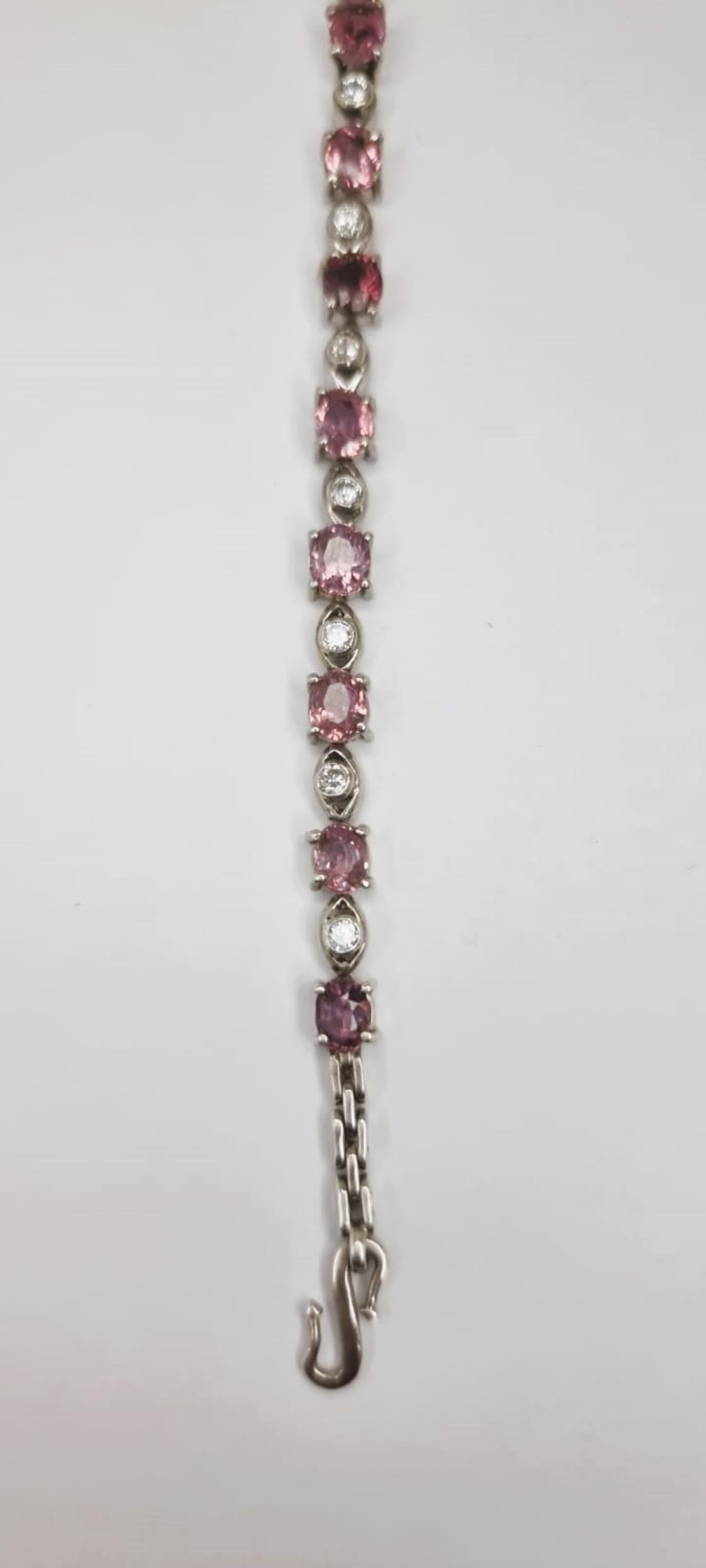 Donna Bracciale tennis con tormalina rosa da 5,5 carati in vendita