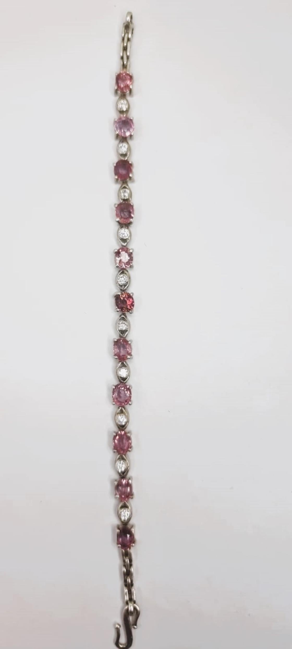 Bracciale tennis con tormalina rosa da 5,5 carati in vendita 1
