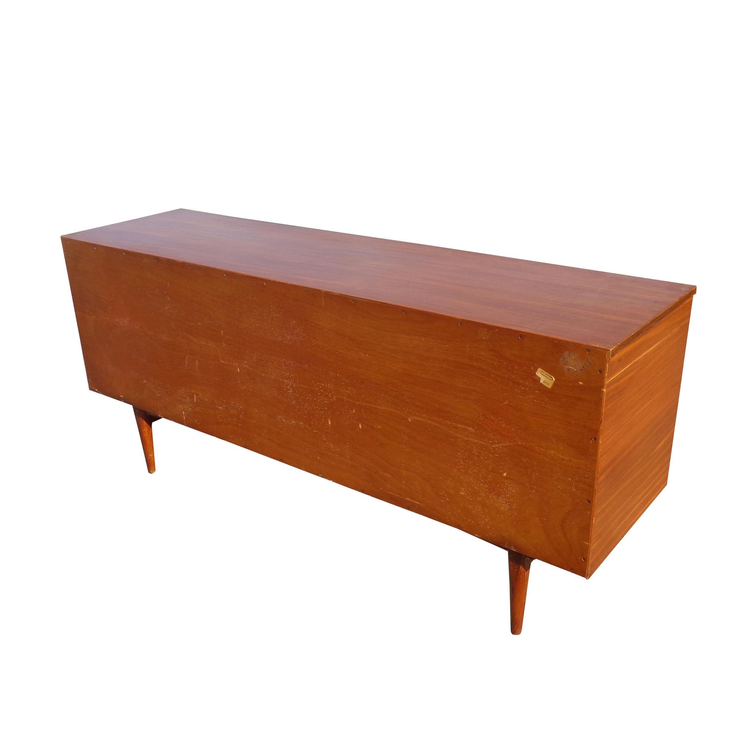 20th Century Mid-Century Modern Teak Bow Front Credenza For Sale