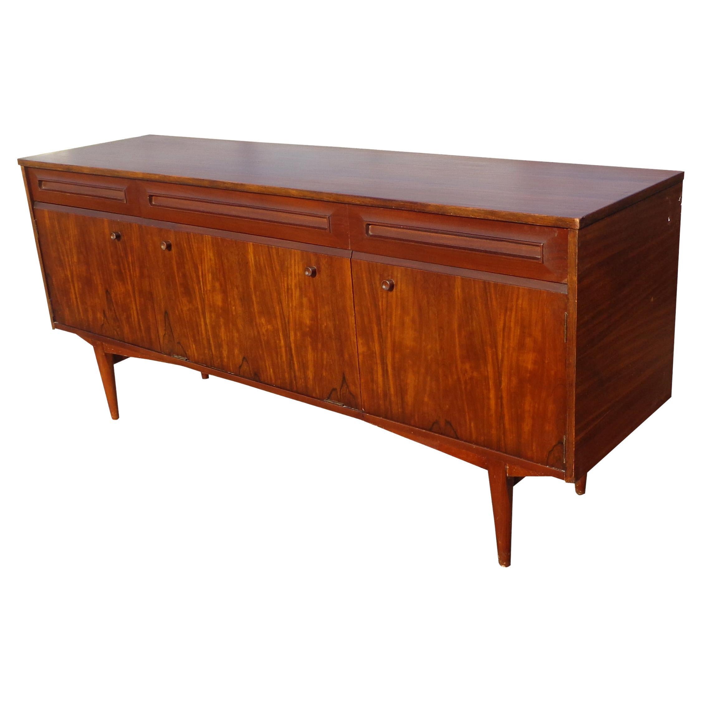 Mid-Century Modern Teak Bow Front Credenza