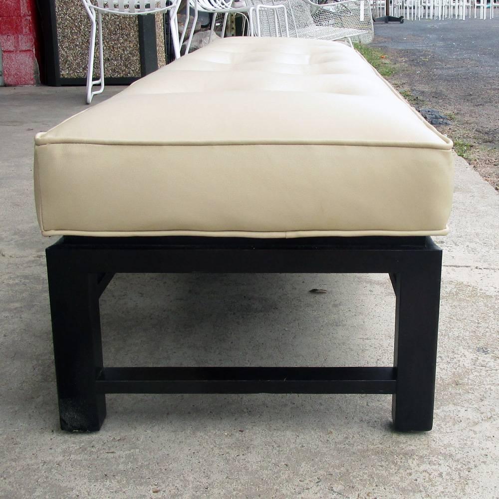 Restored Edward Wormley Leather Bench for Dunbar In Good Condition In Pasadena, TX