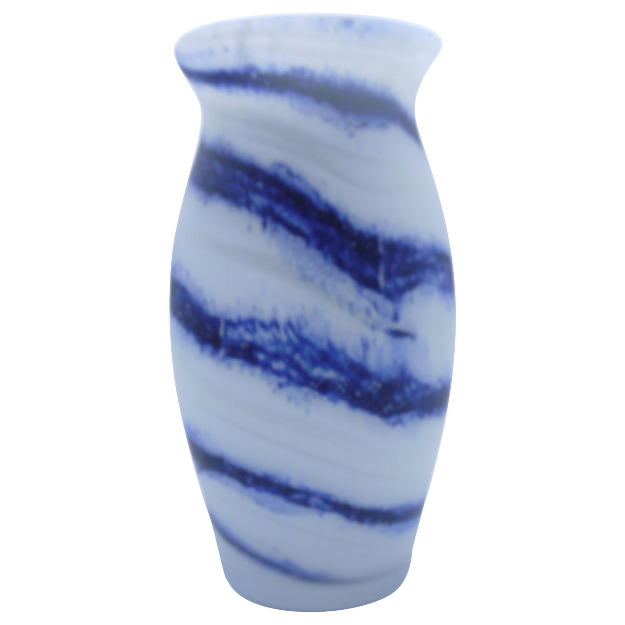 '5.5kgs' Murano Satinato Floor Vase with Blue 'Ribbon' Design For Sale