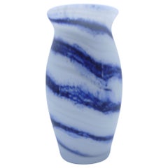 '5.5kgs' Murano Satinato Floor Vase with Blue 'Ribbon' Design