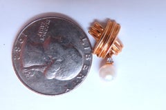 Boucles d'oreilles pendantes « x » en perles de culture de 5,5 mm, or 14 carats, style rétro 12599*