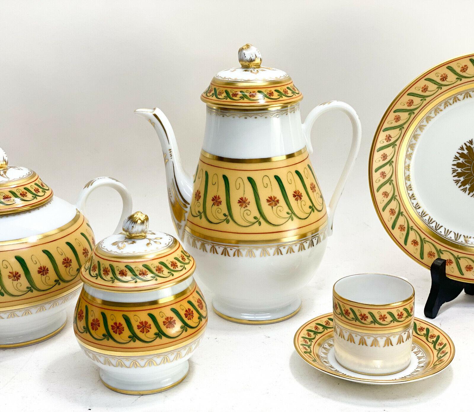 Porcelain 55PC Tiffany Le Tallec Private Stock Coffee Tea Dessert Set for 16 in Directoire For Sale