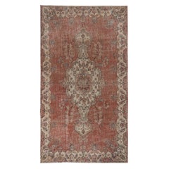 5.5x10 Ft Unique en son genre Tapis turc vintage fait main, Rouge 1960s Carpet