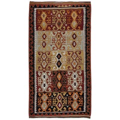 5.5x10 Ft Vintage Flachgewebe Kilim, Geometrischer Handgewebter Teppich, Bunter Teppich