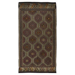 Central Anatolian Jajim Kilim, Vintage Hand-Woven Rug Made of Wool