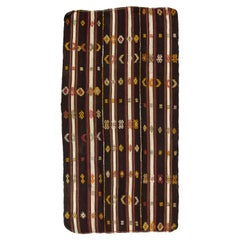 5.5x10.3 Ft Hand-Woven Vintage Banded Nomadic Anatolian Flat-Woven Kilim Rug