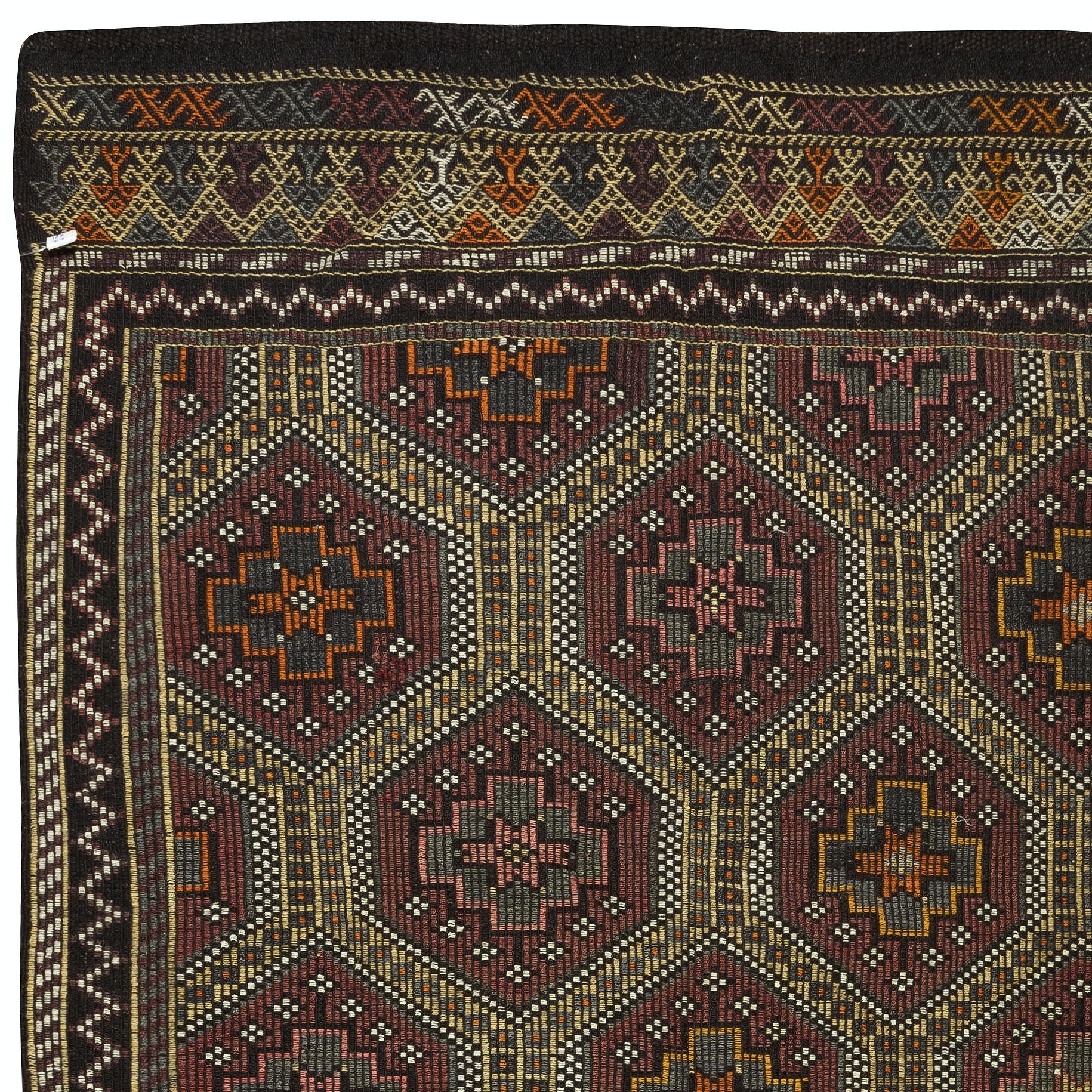 Hand-Woven 5.5x10.3 ft Vintage Anatolian Jajim Kilim, Handmade Embroidered Rug, 100% Wool For Sale