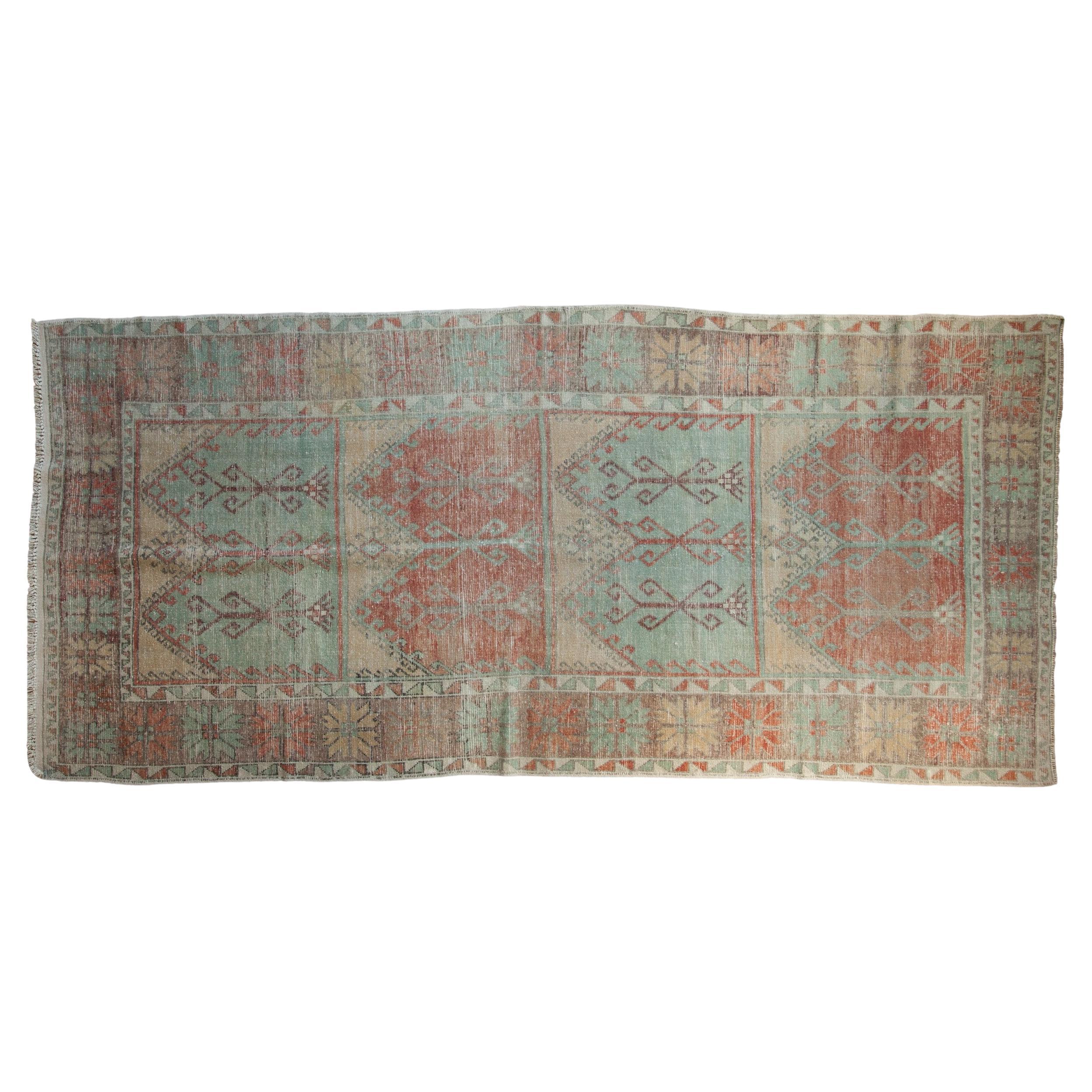 Tapis de couloir vintage Oushak vieilli