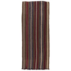 5.5x13.2 Ft Vintage Turkish Striped Wool Kilim Runner, rivestimento per pavimenti a trama piatta