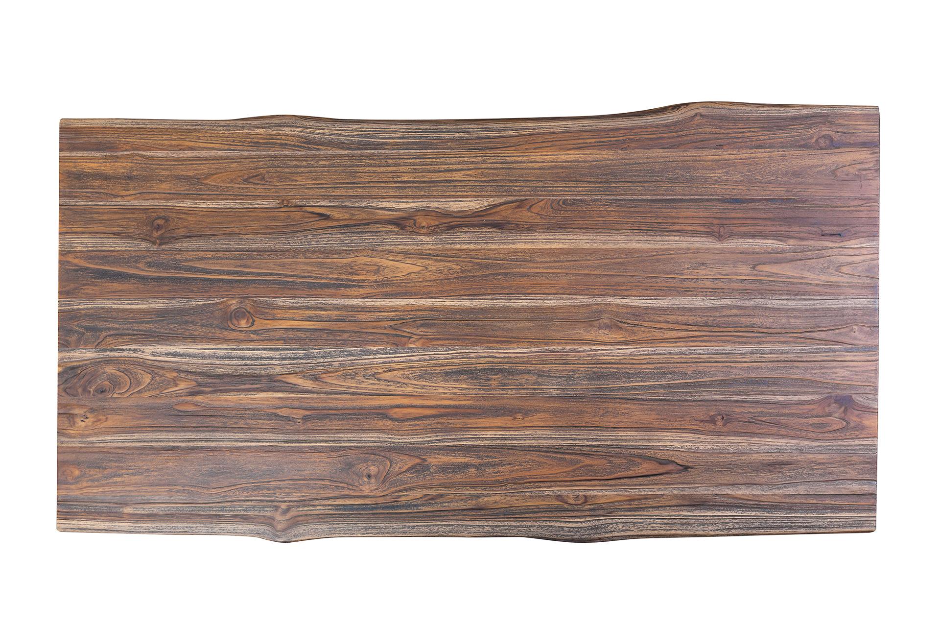 Contemporary Teak Plank Live Edge Top Sandblasted Autumn For Sale