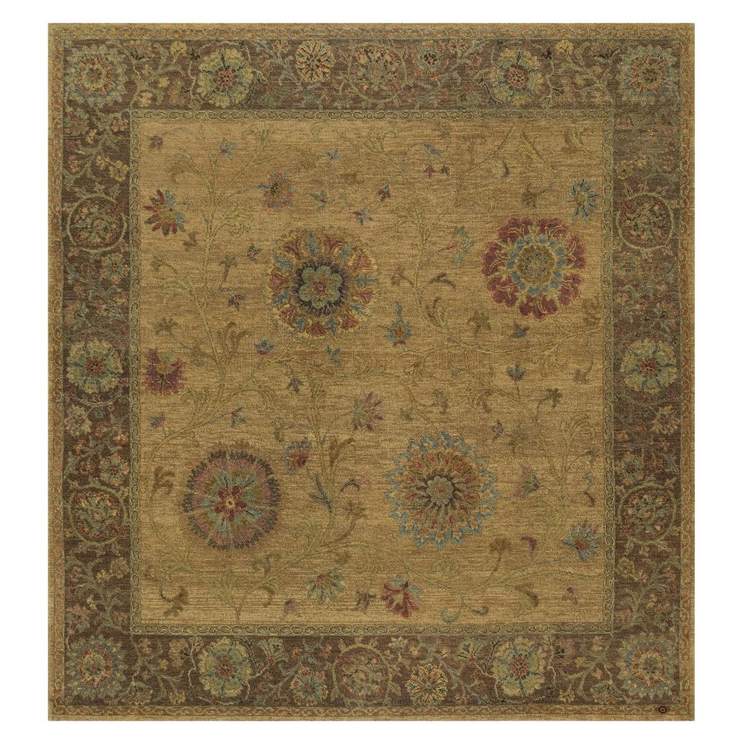 5'5 "x5'10" Erdnuss Braun Botanisches Design Reine Himalaya Wolle Handgeknüpft Teppich