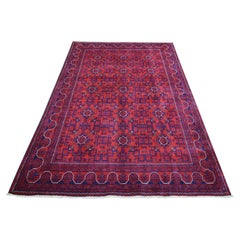 5'5"x7'8" Deep and Saturated Red, Afghan Khamyab, Soft Wool Hand Knotted Rug