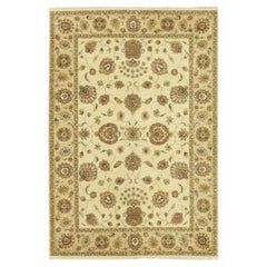5
5 "x8
 Ivory Agra with Ziegler Design Leaf Pattern Hand Knotted Pure Wool Rugs (Tappeto in pura lana annodato a mano)