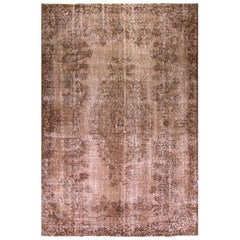 5.5x8.2 ft Brown Handmade Turkish Area Rug, Midcentury Baroque Design Carpet
