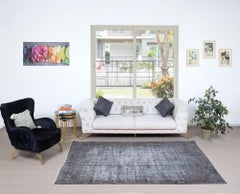 5.5x8.2 Ft Handmade Turkish Distressed Gray Area Rug, Ideal for Modern Interiors