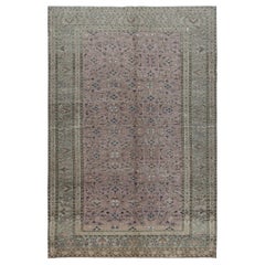 5.5x8.2 Ft Tappeto tradizionale vintage fatto a mano in Turchia con design floreale