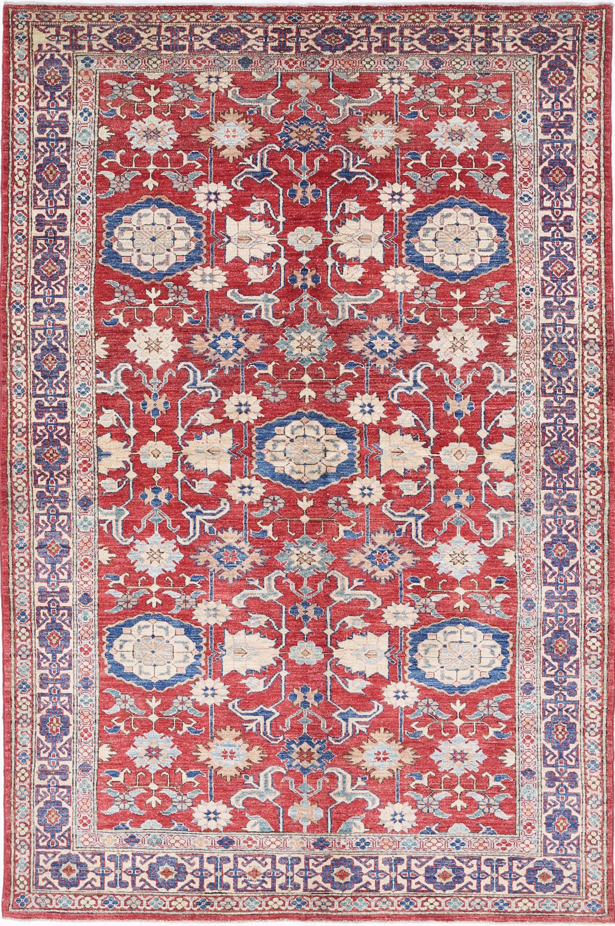 5.5x8.3 ft Handknotted Red Turkish Area Rug for Home Decor. 100% Wool For Sale