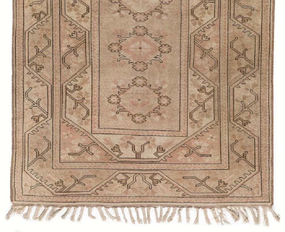 Oushak 5.5x8.3 ft One-of-a-Kind Vintage Handmade Turkish Milas Area Rug, 100% Wool For Sale