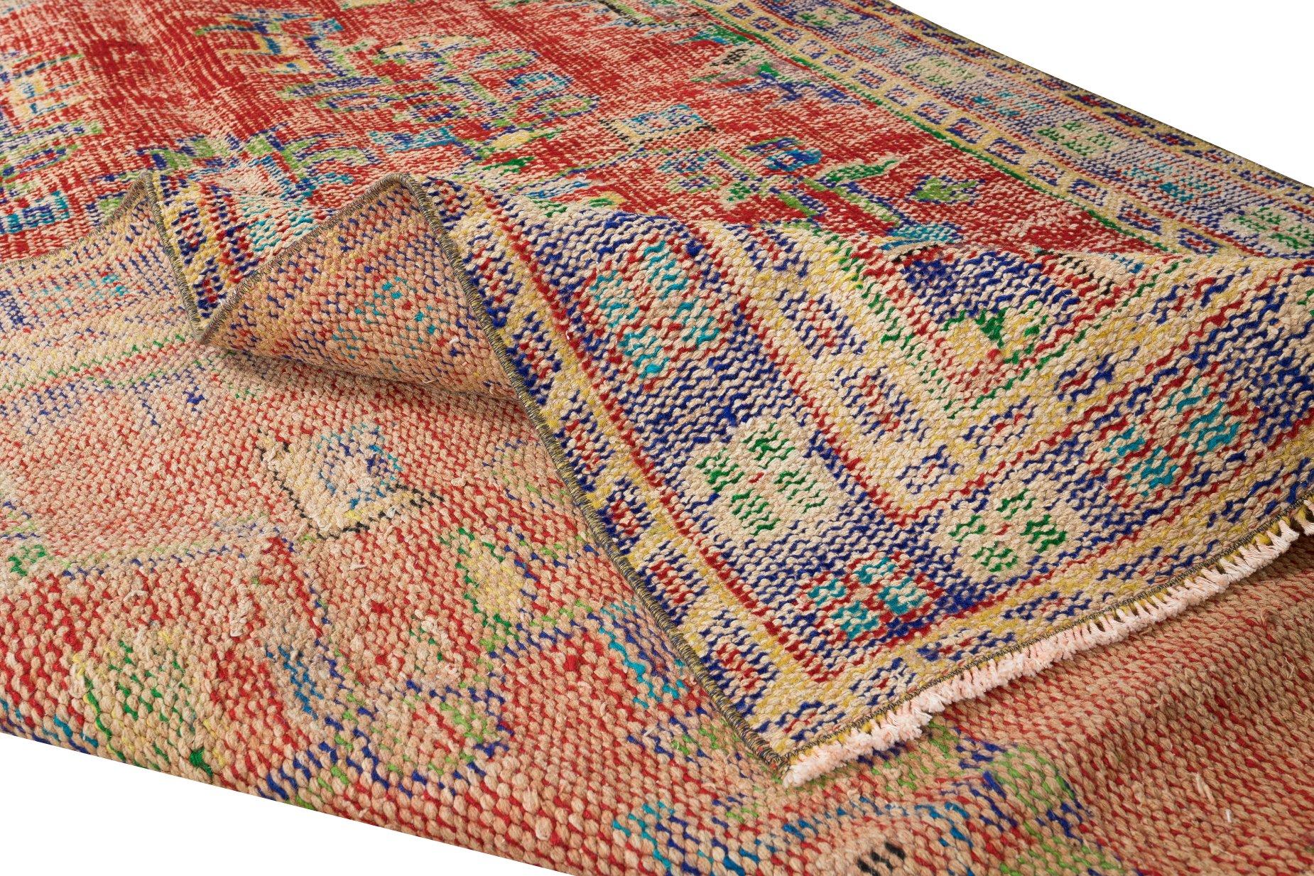 Tribale 5.5x8.4 Ft Vintage Hand Knots Rugs unico tappeto turco con design a medaglione in vendita