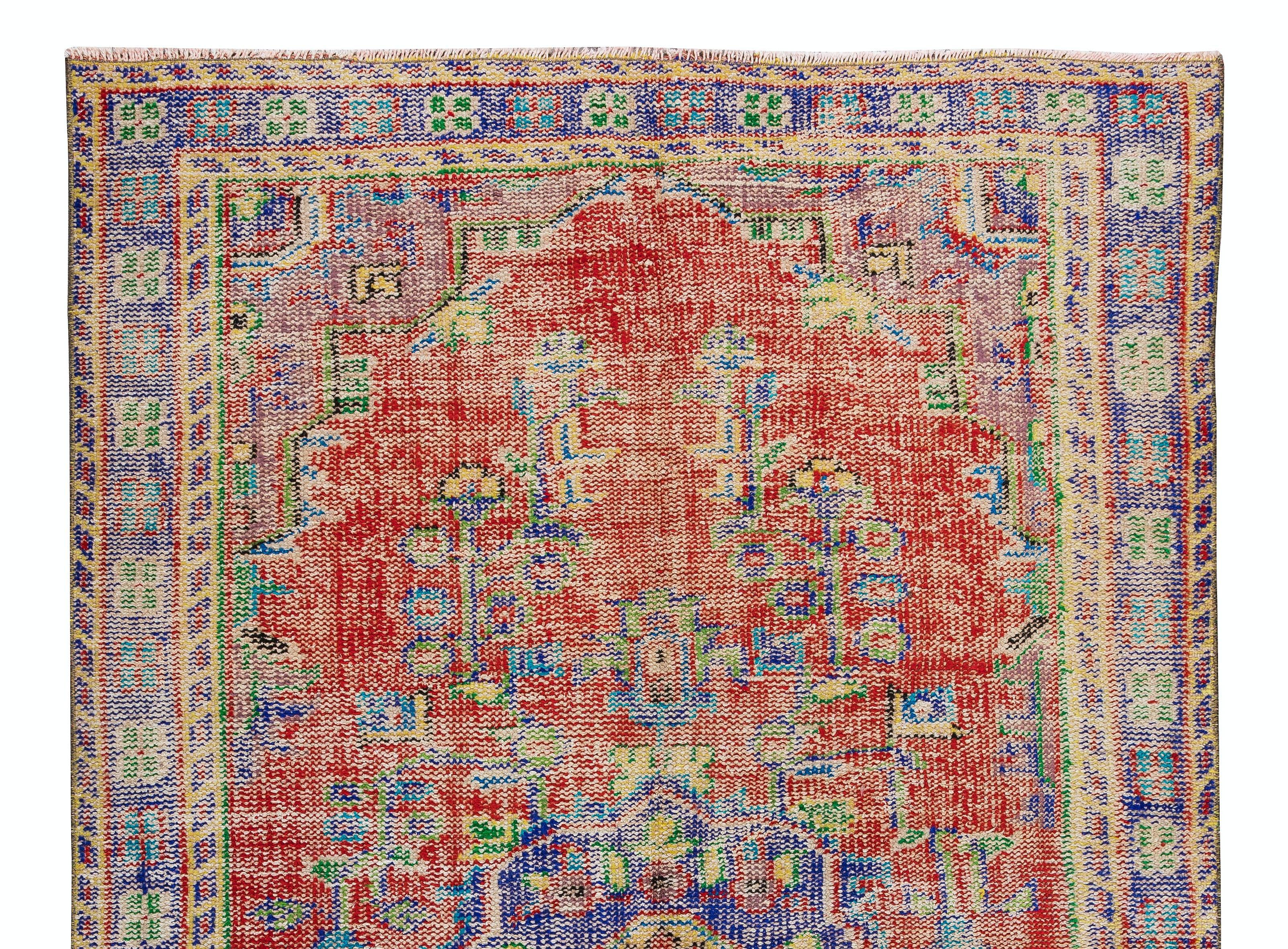 Turco 5.5x8.4 Ft Vintage Hand Knots Rugs unico tappeto turco con design a medaglione in vendita