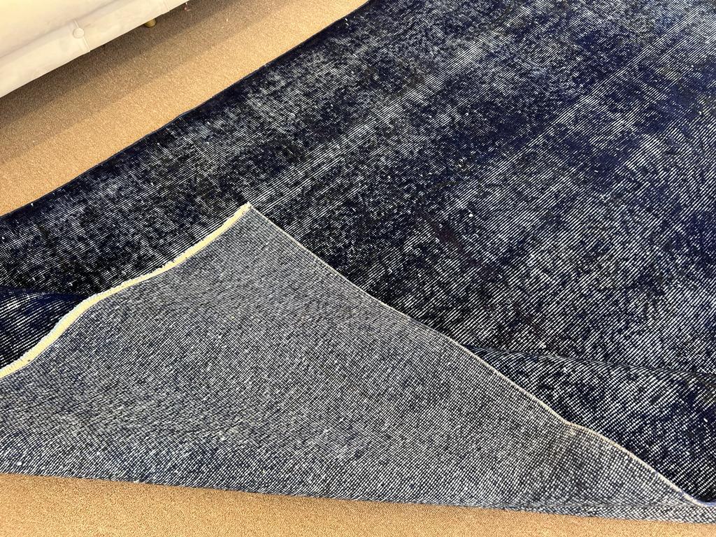 5.5x8.4 Ft Plain Solid Navy Blue Handmade Turkish Rug. Great 4 Modern Interiors For Sale 4