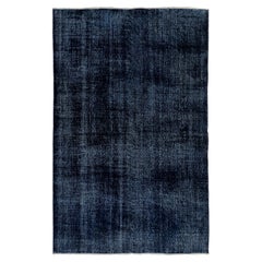 5.5x8.4 Ft Plain Solid Navy Blue Handmade Turkish Rug. Great 4 Modern Interiors