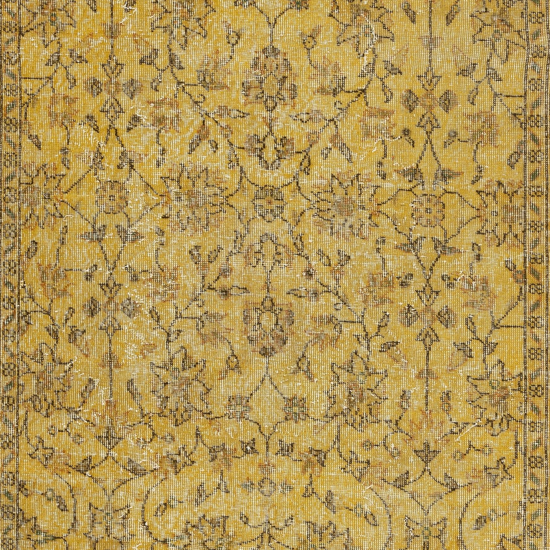 5.5x8.4 Ft Vintage Handmade Rug Overdyed in Gelb für zeitgenössische Interieurs (Türkisch) im Angebot