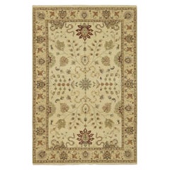 5
5 "x8
4" Ivory Agra with Ziegler Design/One Leaf Pattern Tapis en pure laine noué à la main