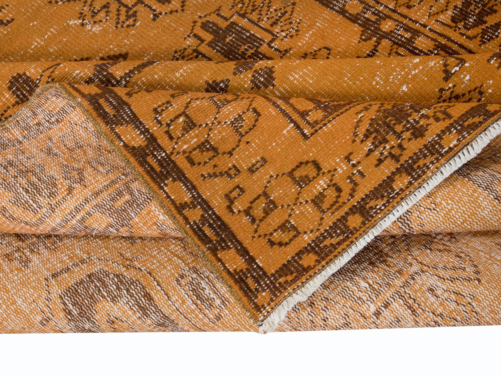 Alfombra turca hecha a mano con medallones y motivos florales, naranja de 1,5 x 2,5 metros Turco en venta